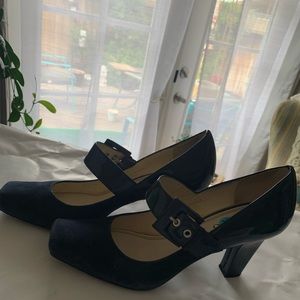 Patent & Suede Mary Jane Navy SZ 7.5 New